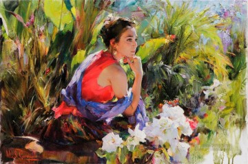 Women Painting - watching a butterfly MIG Impressionist